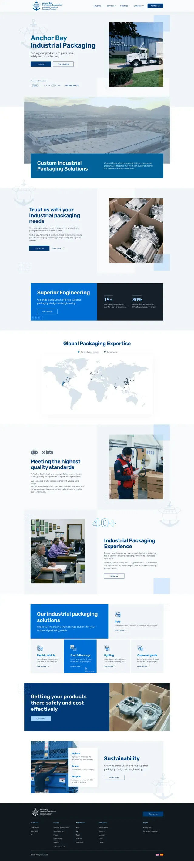 The Anchor Bay Packaging Corporation website, full page