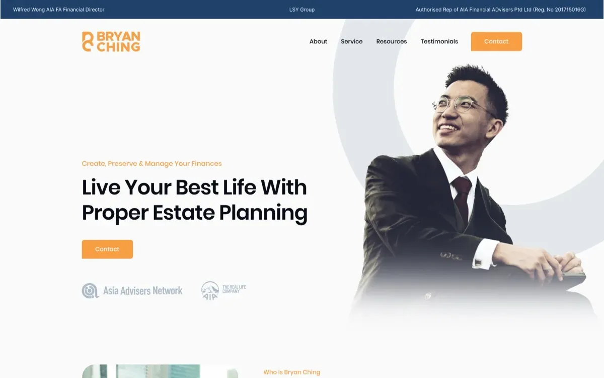 The Bryan Ching website, built by Ditrapoint, shown on a laptop and a phone