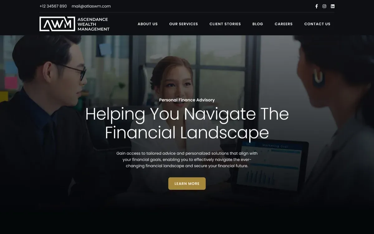 The Ascendance Wealth Management website, built by Ditrapoint, shown on a laptop and a phone
