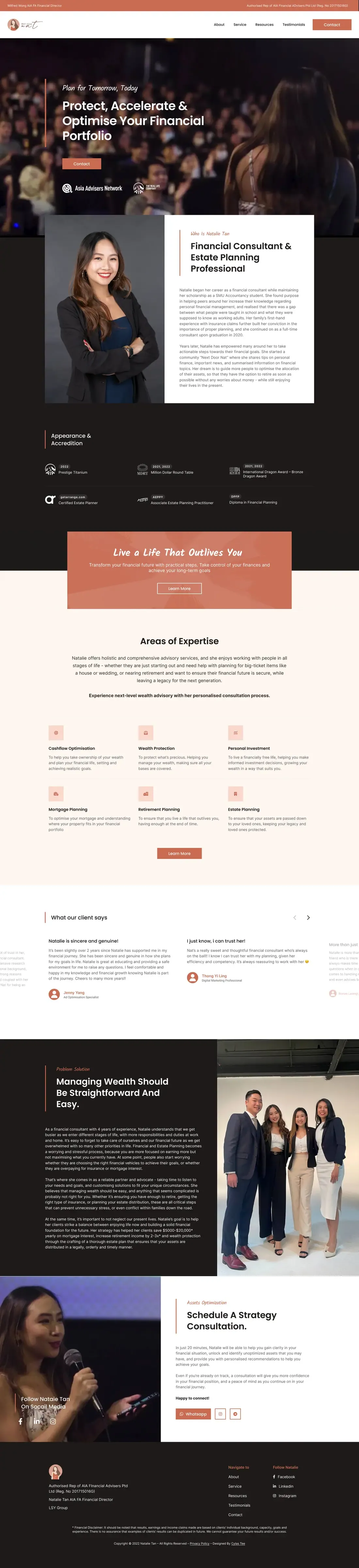 The Natalie Tan home page, top to bottom