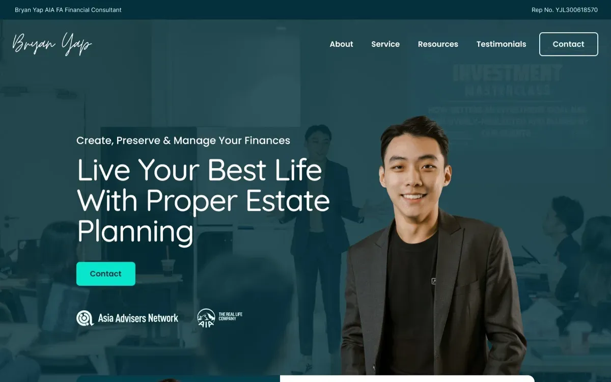 The Bryan Yap website, built by Ditrapoint, shown on a laptop and a phone