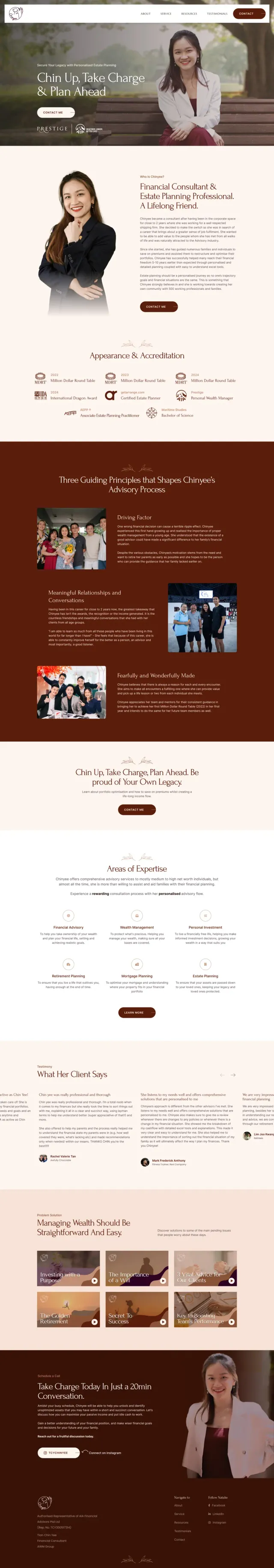 The Chin Yee website, full page