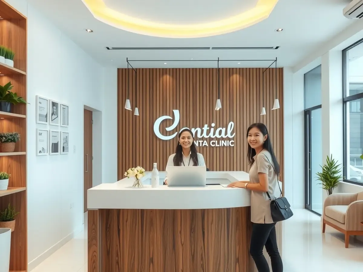 The reception desk of a clinic