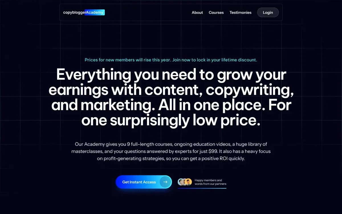 The Copyblogger Academy website, built by Ditrapoint, shown on a laptop and a phone