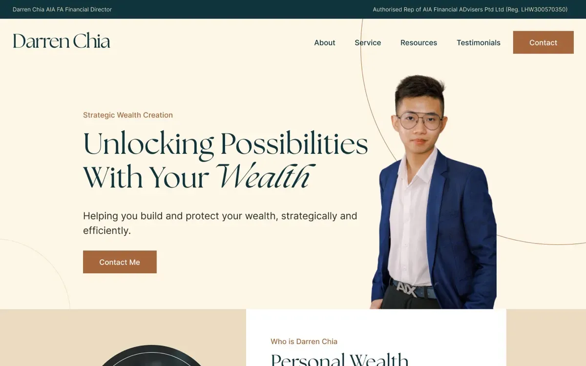 The Darren Chia website, built by Ditrapoint, shown on a laptop and a phone