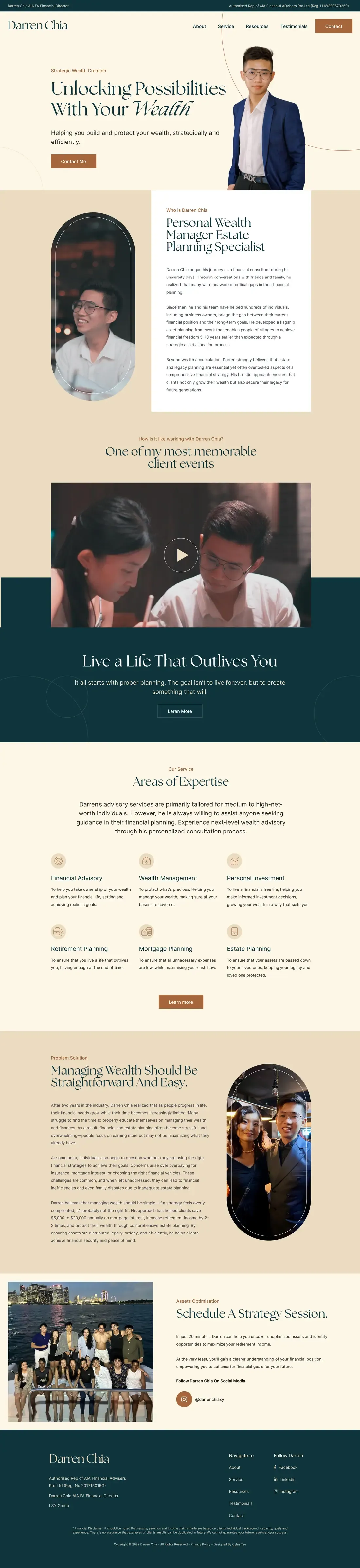 The Darren Chia home page, top to bottom