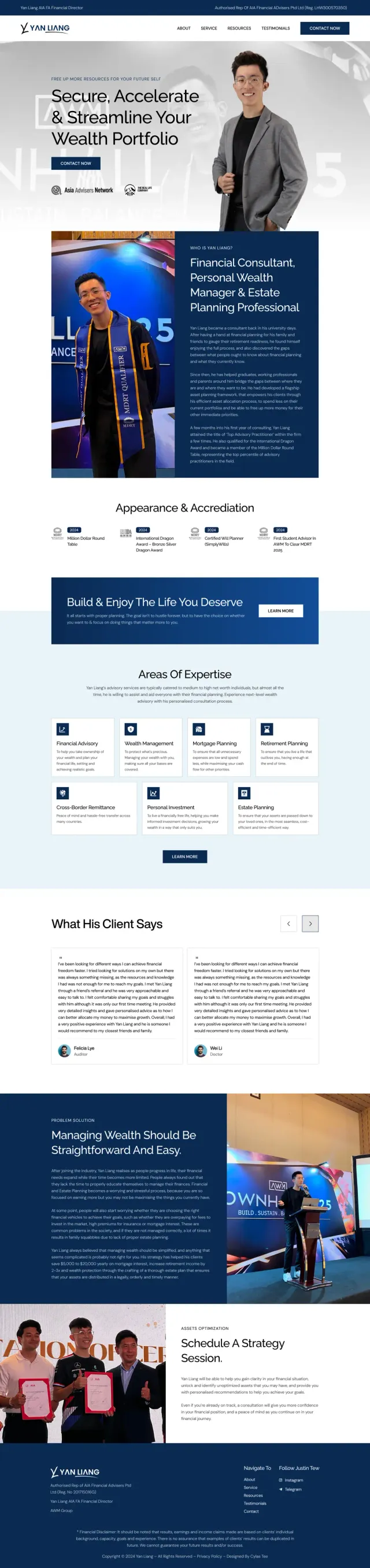 The Yan Liang website, full page