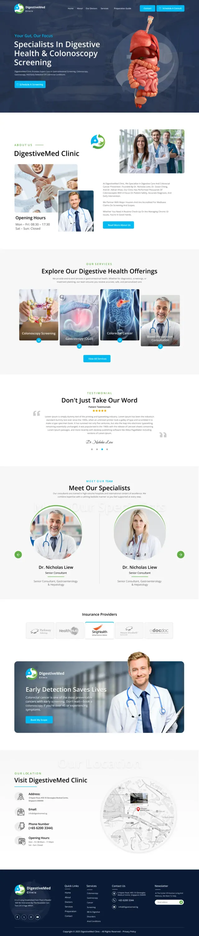 The DigestiveMed Clinic website, full page