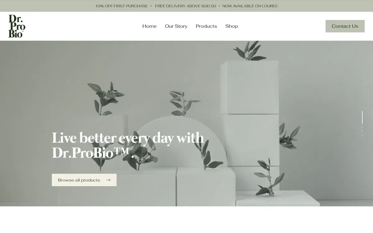 The Dr.ProBio website, built by Ditrapoint, shown on a laptop and a phone