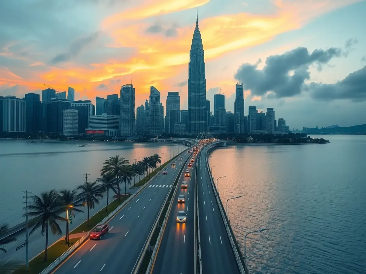 The Johor Bahru city skyline at dusk