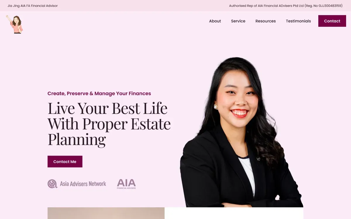 The Goh Jia Jing website, built by Ditrapoint, shown on a laptop and a phone