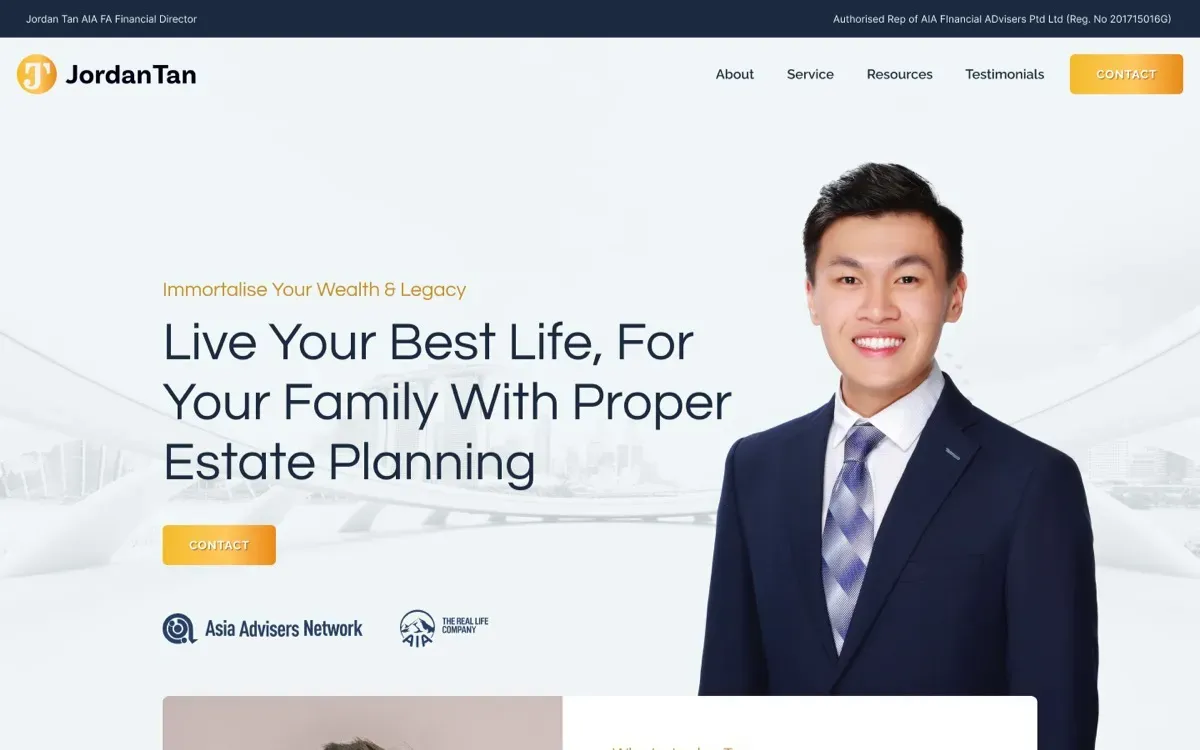 The Jordan Tan website, built by Ditrapoint, shown on a laptop and a phone