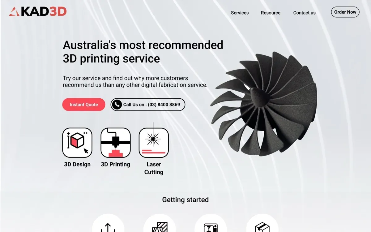 The KAD3D website, built by Ditrapoint, shown on a laptop and a phone