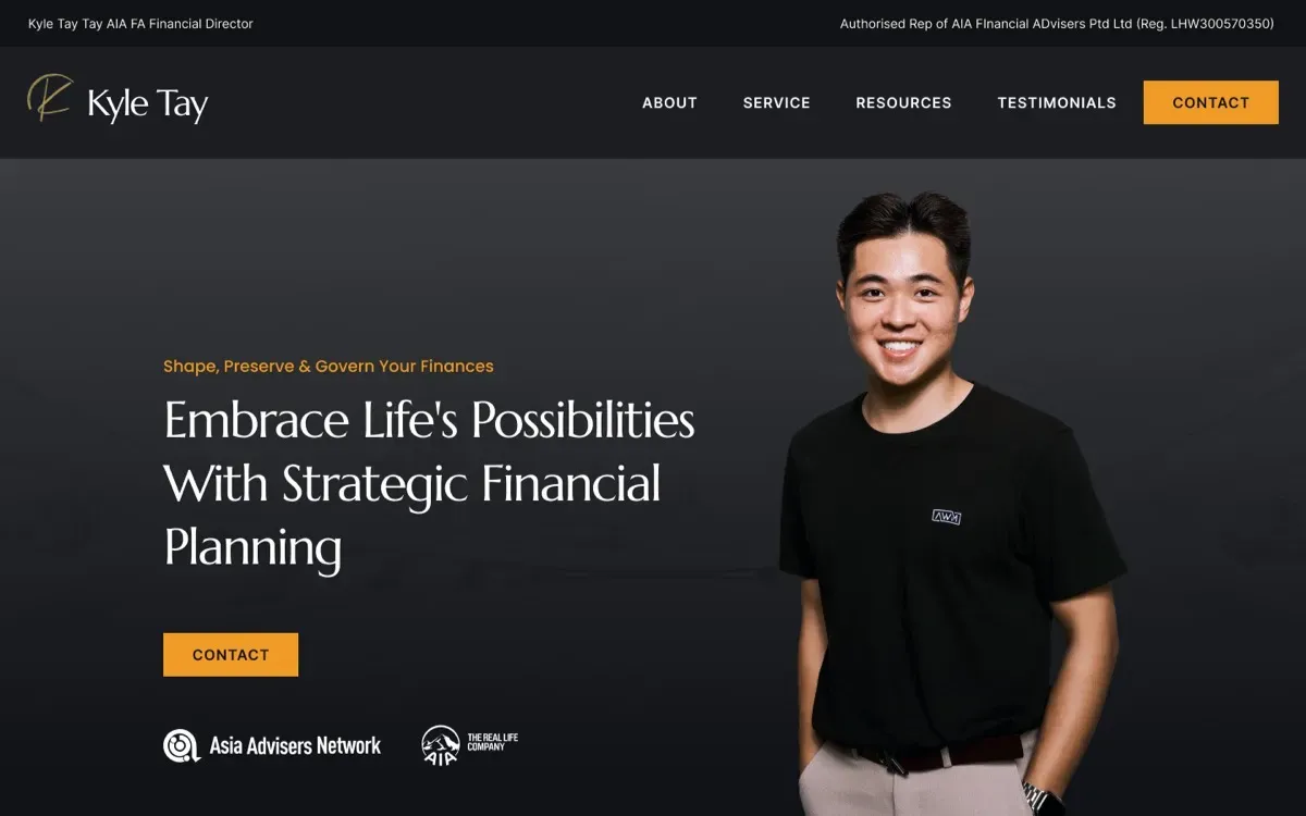 The Kyle Tay website, built by Ditrapoint, shown on a laptop and a phone