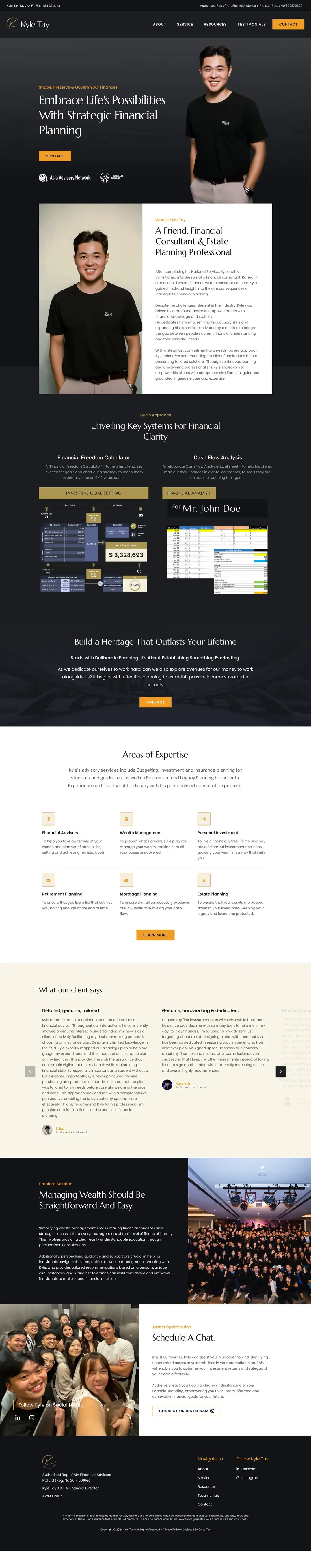 The Kyle Tay home page, top to bottom
