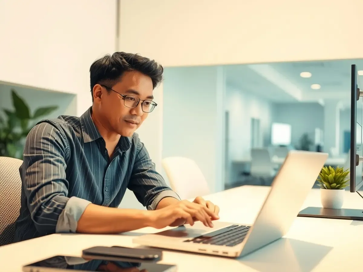 A person reviewing a website on a laptop at a desk