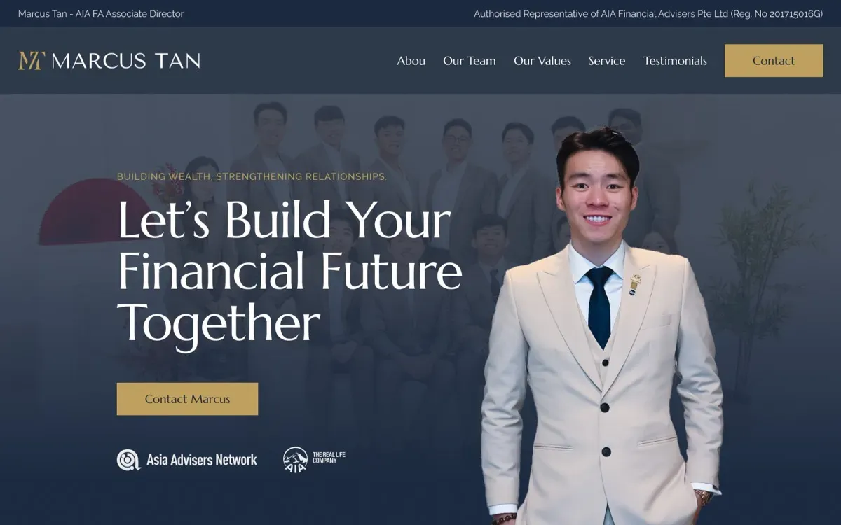 The Marcus Tan website, built by Ditrapoint, shown on a laptop and a phone