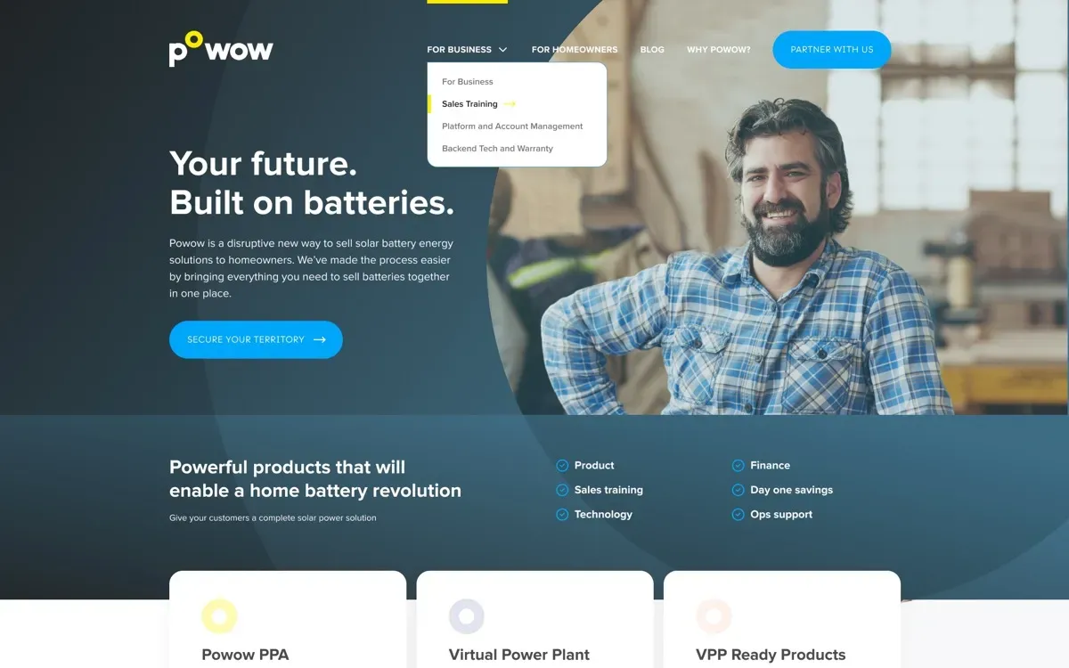 The Powow website, built by Ditrapoint, shown on a laptop and a phone