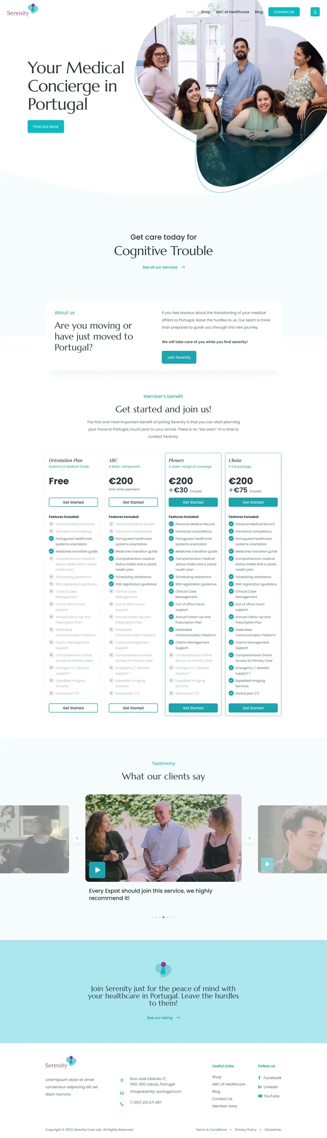 The Serenity home page, top to bottom