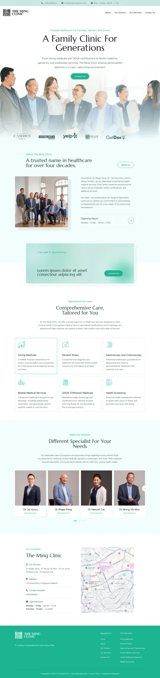 A website built by Ditrapoint for a family medical clinic, full page