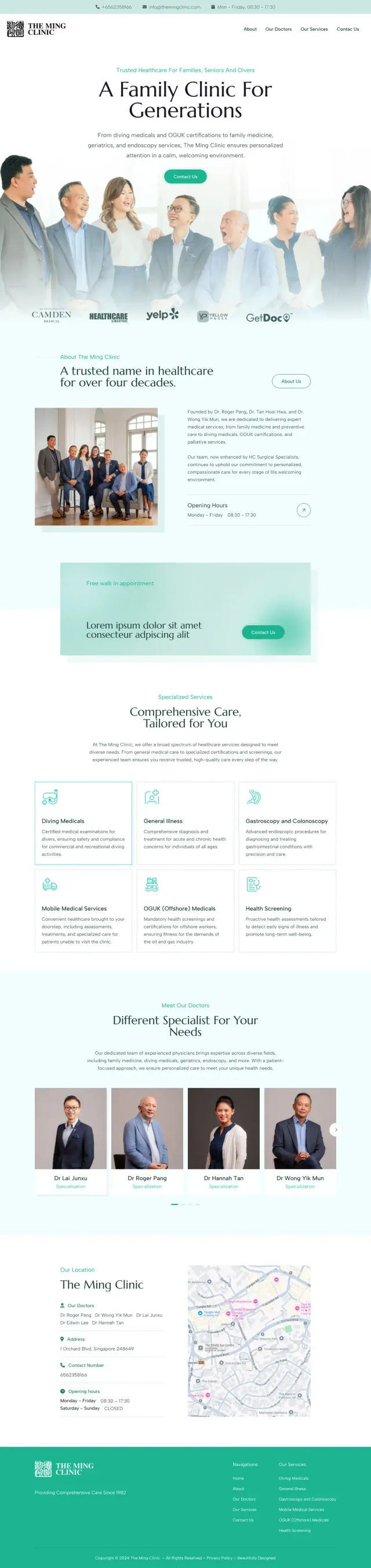 The The Ming Clinic website, full page