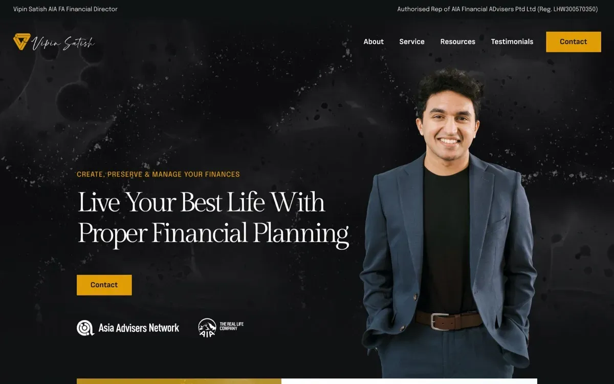 The Vipin Satish website, built by Ditrapoint, shown on a laptop and a phone