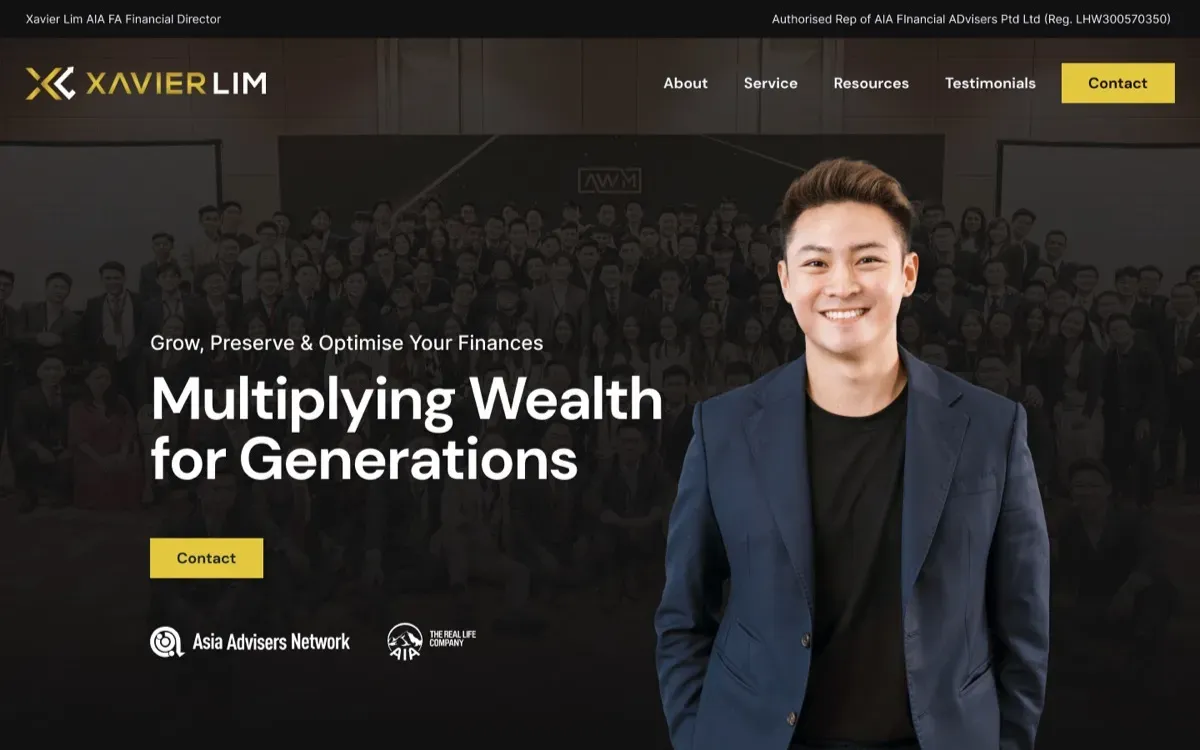 The Xavier Lim website, built by Ditrapoint, shown on a laptop and a phone