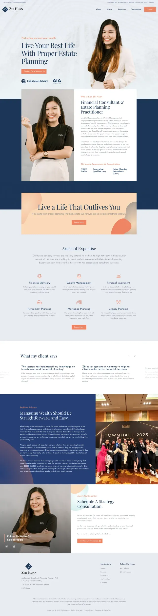 The Zhi Huan website, full page
