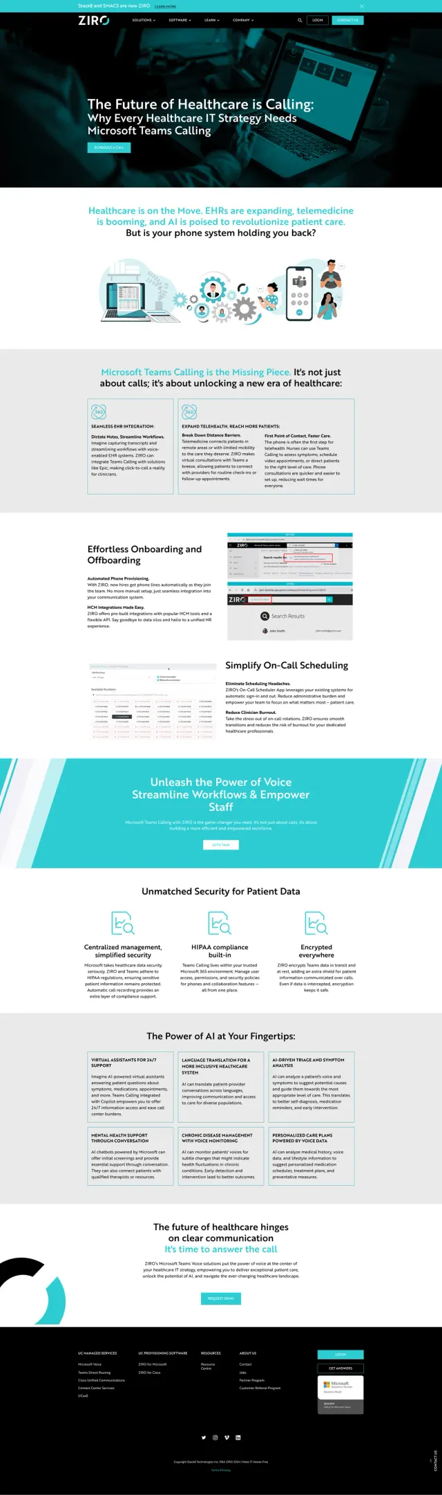 The Ziro website, full page